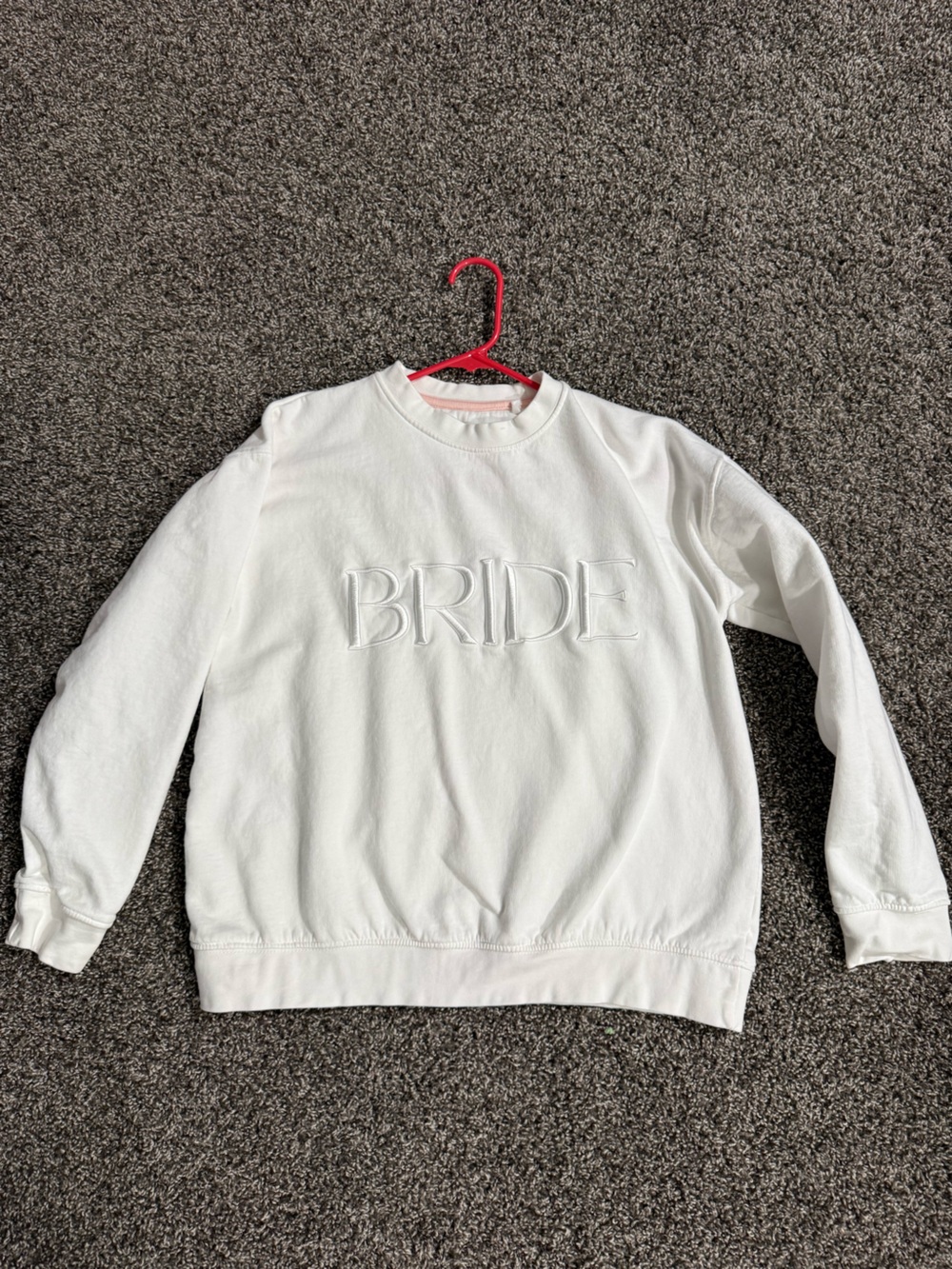 White "BRIDE" Embroidered Crewneck Sweatshirt